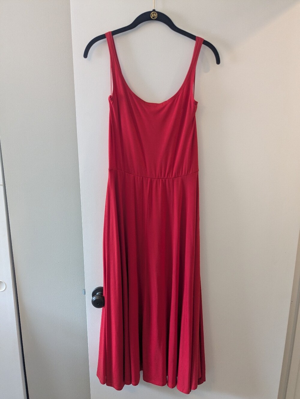 Quince Red Tencel Jersey Fit & Flare Dress Medium - Picture 2 of 6
